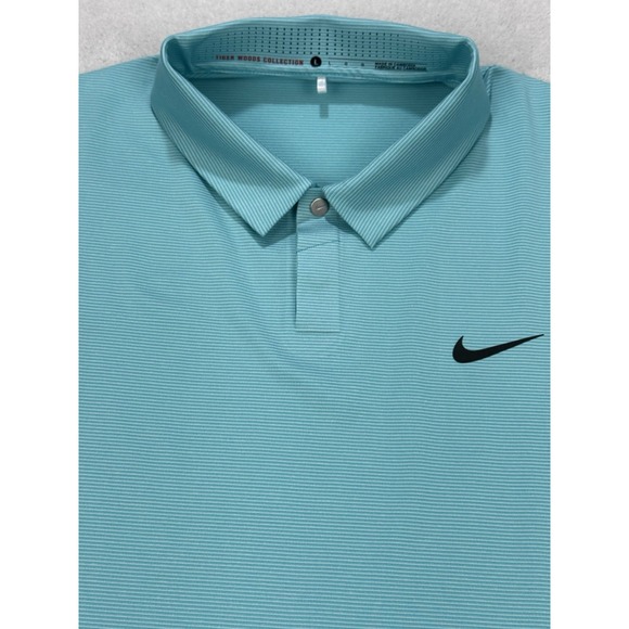 Nike Tiger Woods Collection Men's Large Golf Polo Shirt Vented Collar Teal Green - Picture 1 of 9